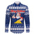 Personalised Tokelau Christmas Family Matching Short Sleeve Bodycon Dress and Hawaiian Shirt Santa Claus Tokelau Flag and Coat of Arms with Polynesian Pattern LT03 Dad's Shirt - Long Sleeve Blue - Polynesian Pride