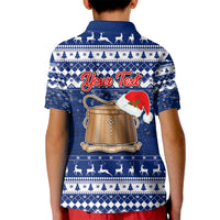 Personalised Tokelau Christmas Kid Polo Shirt Santa Claus Tokelau Flag and Coat of Arms with Polynesian Pattern LT03 - Polynesian Pride