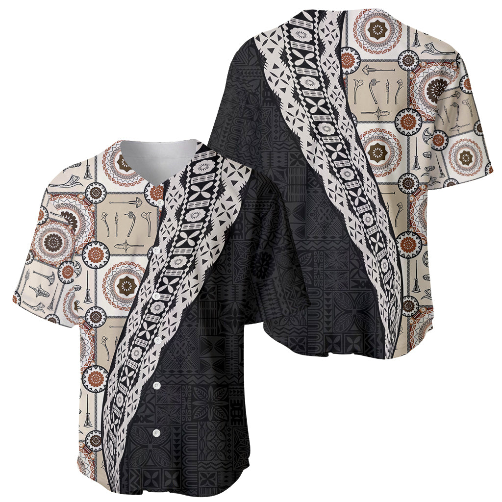 Tukenny Pattern Fijian War Clubs Mix Tapa Tribal Baseball Jersey LT03 - Polynesian Pride