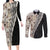 Tukenny Pattern Fijian War Clubs Mix Tapa Tribal Couples Matching Long Sleeve Bodycon Dress and Long Sleeve Button Shirt LT03 Beige - Polynesian Pride