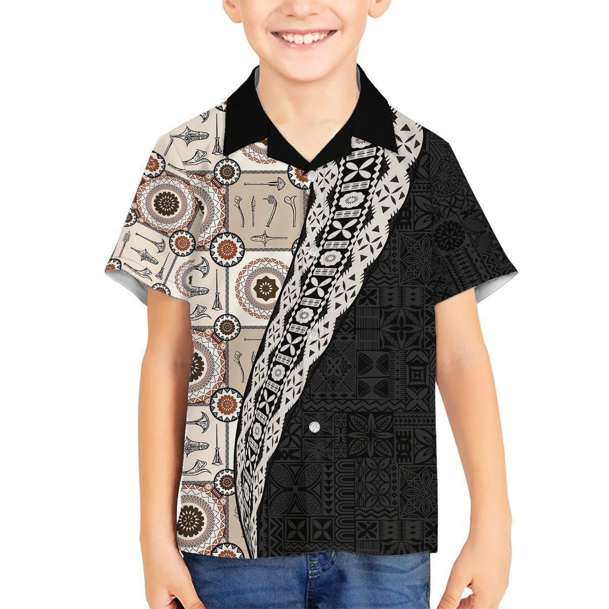 Tukenny Pattern Fijian War Clubs Mix Tapa Tribal Hawaiian Shirt LT03 - Polynesian Pride