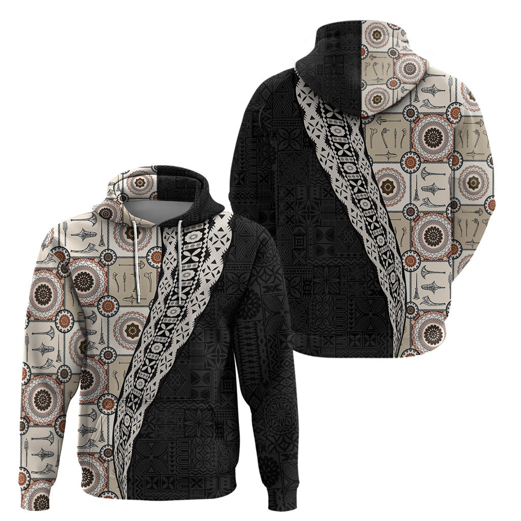 Tukenny Pattern Fijian War Clubs Mix Tapa Tribal Zip Hoodie LT03 - Polynesian Pride