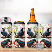 New Zealand Pohutukawa Tui Bird 4 in 1 Can Cooler Tumbler Kowhai Version