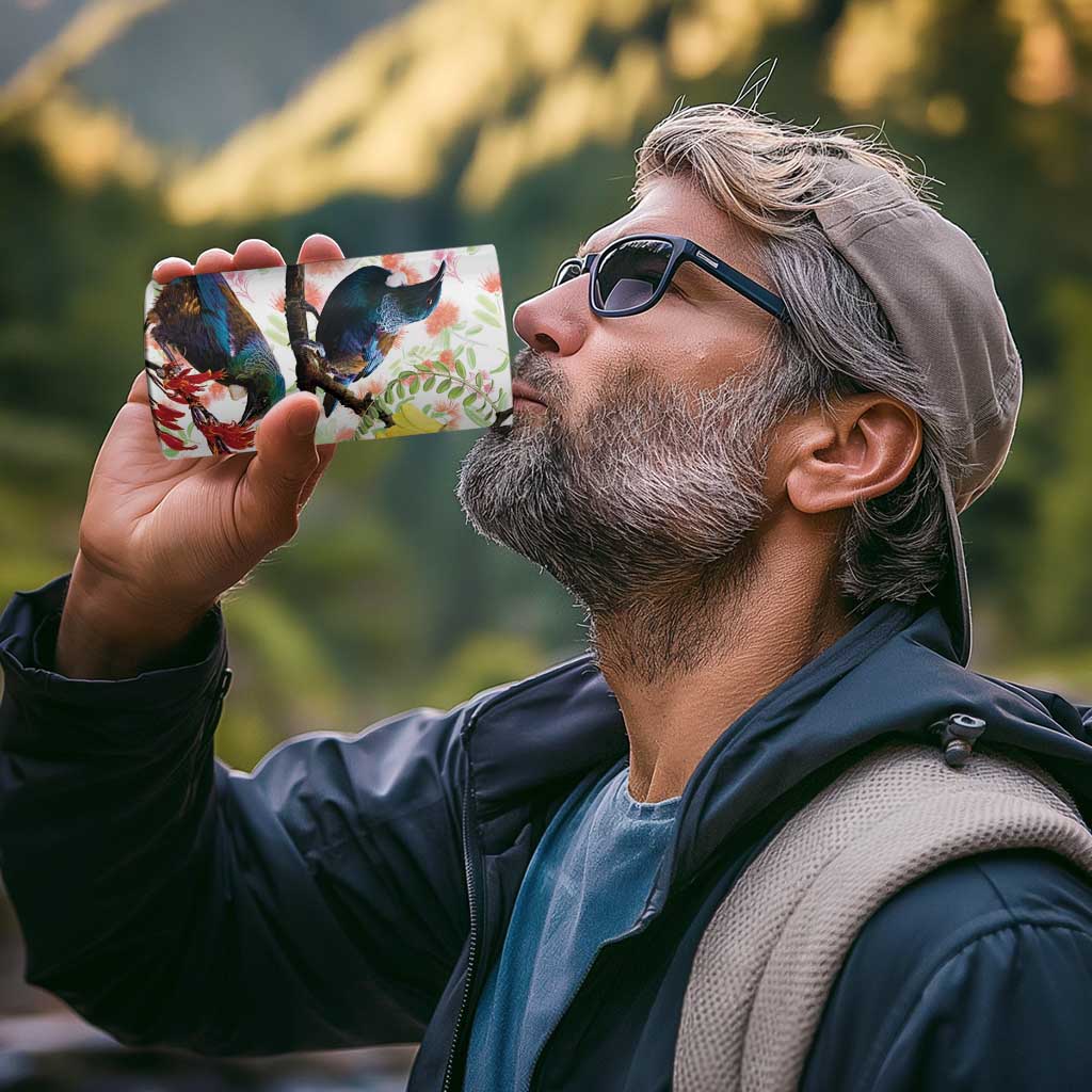 New Zealand Pohutukawa Tui Bird 4 in 1 Can Cooler Tumbler Kowhai Version