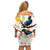 New Zealand Pohutukawa Tui Bird Family Matching Off Shoulder Short Dress and Hawaiian Shirt Kowhai Version LT03 - Polynesian Pride