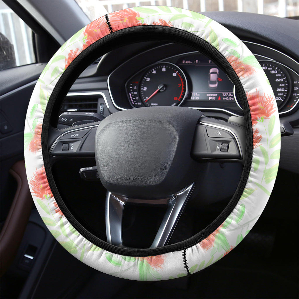 New Zealand Pohutukawa Tui Bird Steering Wheel Cover Kowhai Version