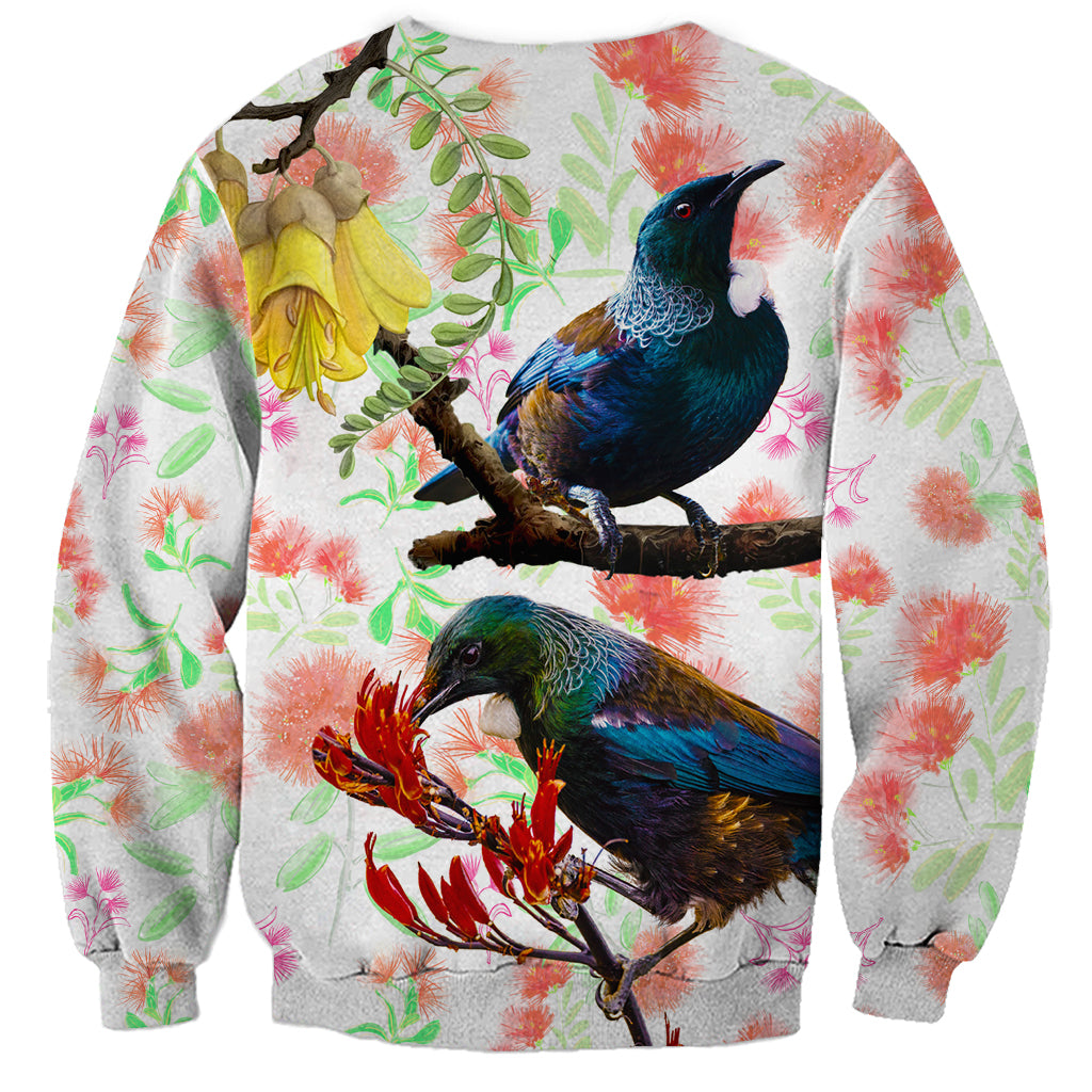 New Zealand Pohutukawa Tui Bird Sweatshirt Kowhai Version LT03 - Polynesian Pride