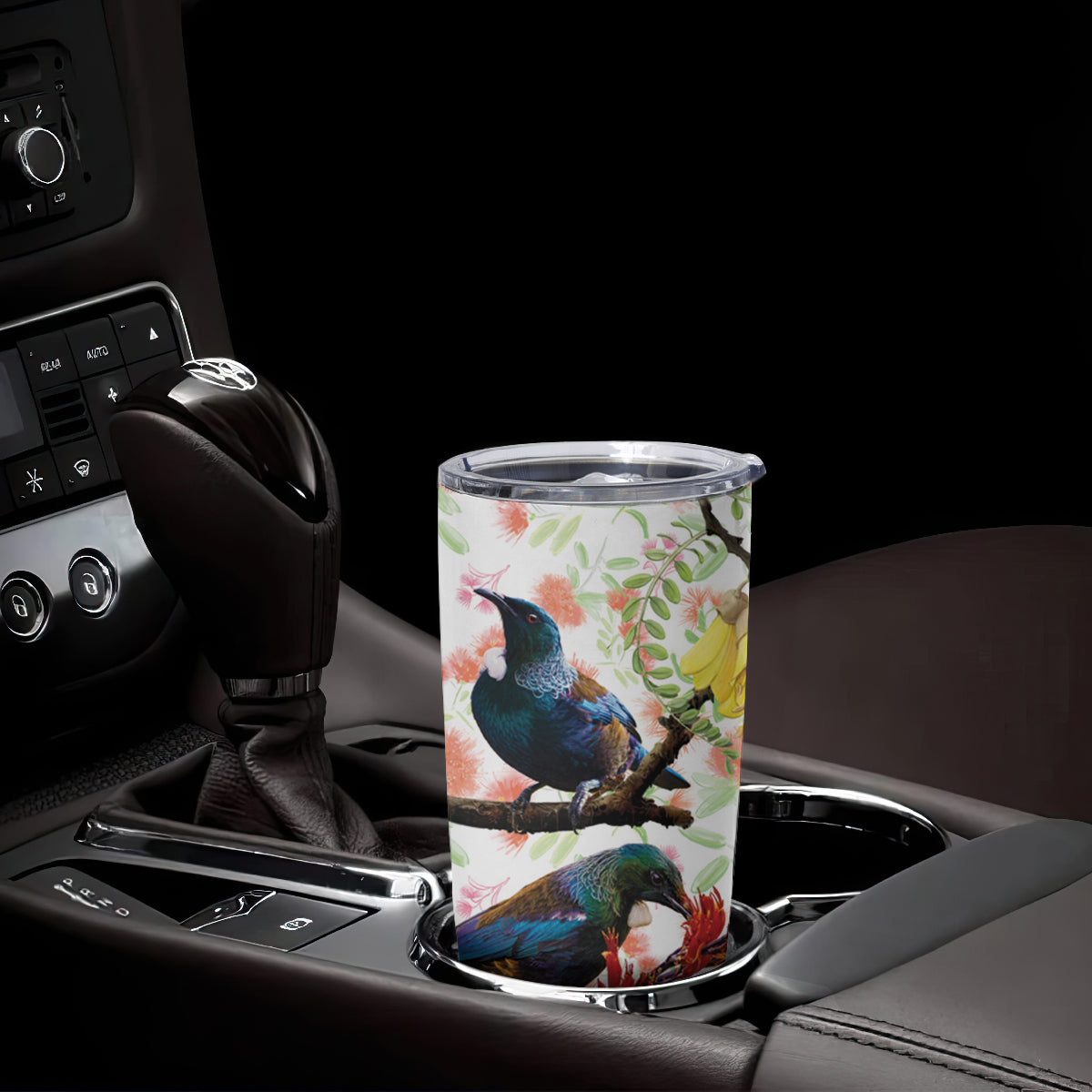 New Zealand Pohutukawa Tui Bird Tumbler Cup Kowhai Version