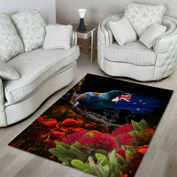 New Zealand ANZAC Day Area Rug Pohutukawa Flower and Tui Bird LT03 - Polynesian Pride