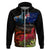 New Zealand ANZAC Day Hoodie Pohutukawa Flower and Tui Bird LT03 Zip Hoodie Black - Polynesian Pride