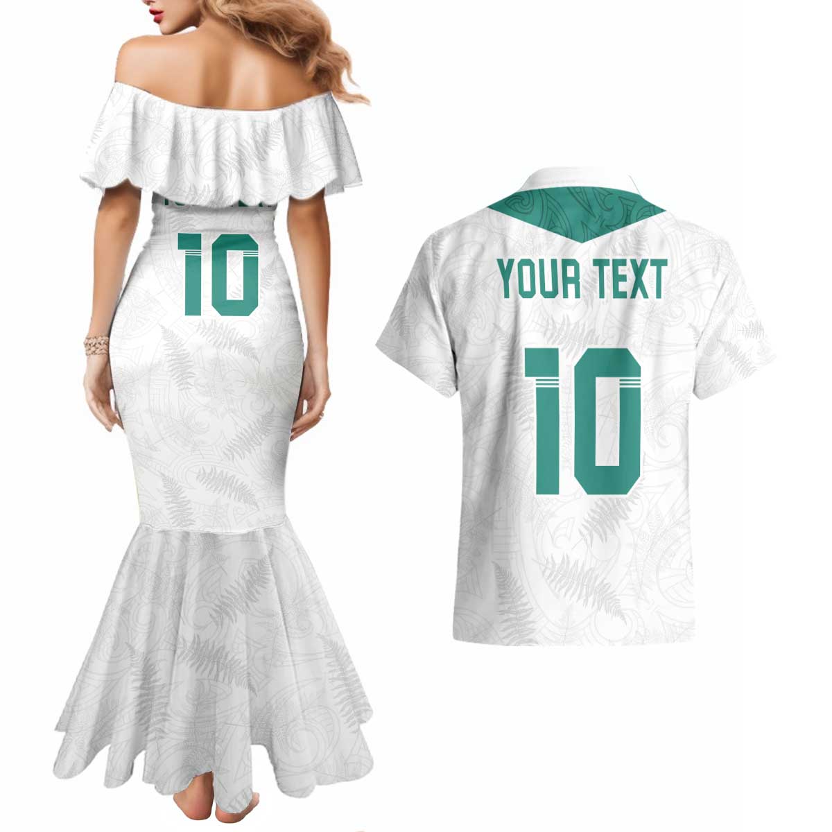 Custom New Zealand Football Couples Matching Mermaid Dress and Hawaiian Shirt Go All Silver Ferns - Towards World Cup 2026 LT03 - Polynesian Pride