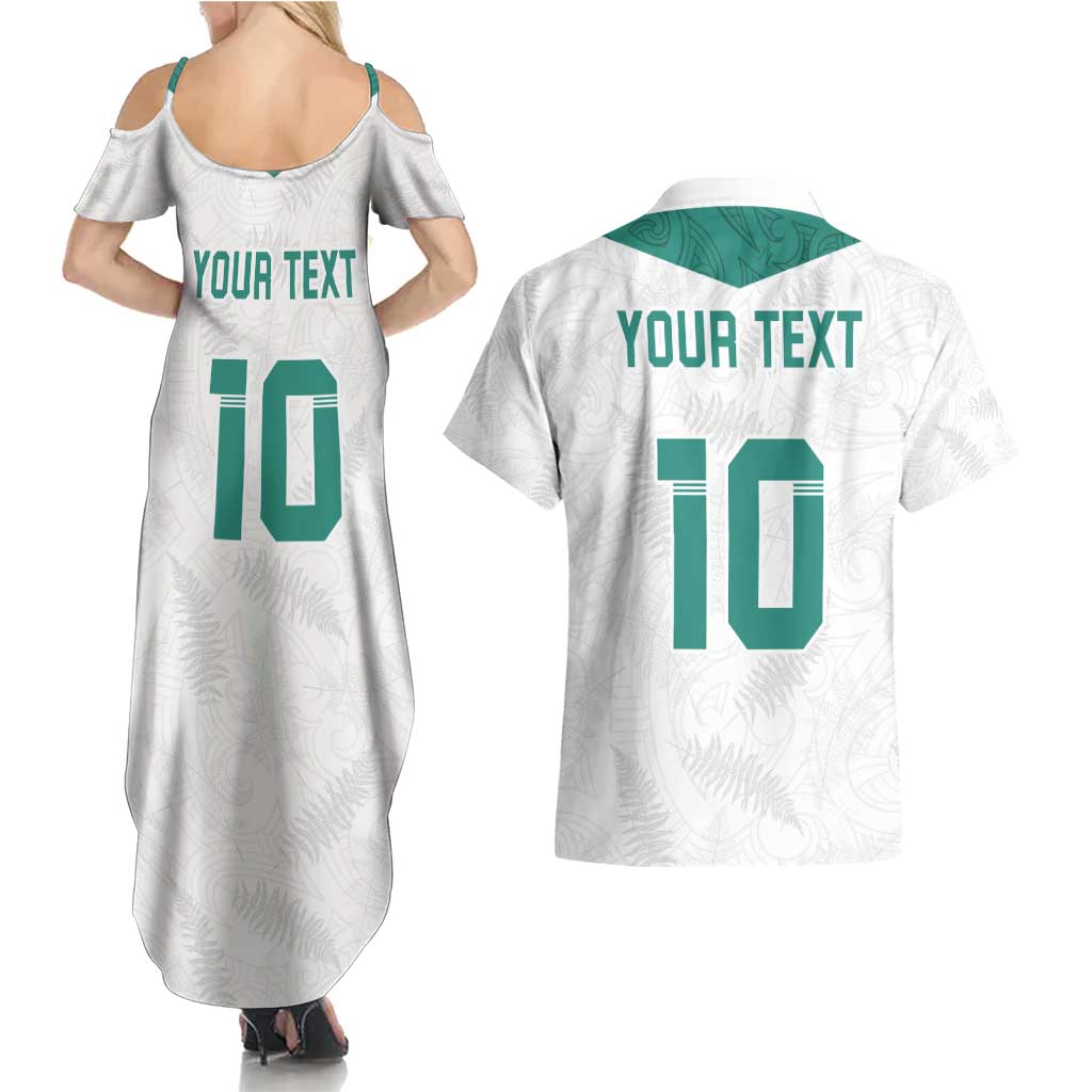 Custom New Zealand Football Couples Matching Summer Maxi Dress and Hawaiian Shirt Go All Silver Ferns - Towards World Cup 2026 LT03 - Polynesian Pride