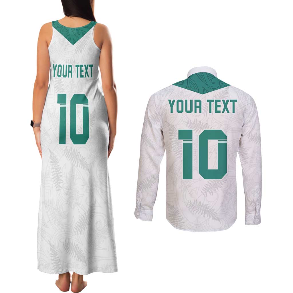 Custom New Zealand Football Couples Matching Tank Maxi Dress and Long Sleeve Button Shirt Go All Silver Ferns - Towards World Cup 2026 LT03 - Polynesian Pride