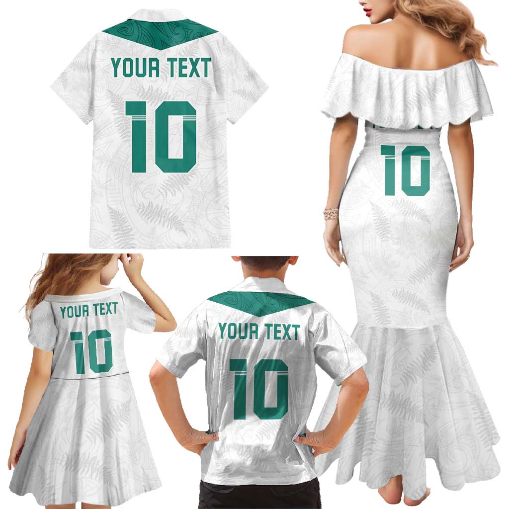 Custom New Zealand Football Family Matching Mermaid Dress and Hawaiian Shirt Go All Silver Ferns - Towards World Cup 2026 LT03 - Polynesian Pride