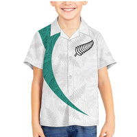 Custom New Zealand Football Family Matching Mermaid Dress and Hawaiian Shirt Go All Silver Ferns - Towards World Cup 2026 LT03 Son's Shirt White - Polynesian Pride