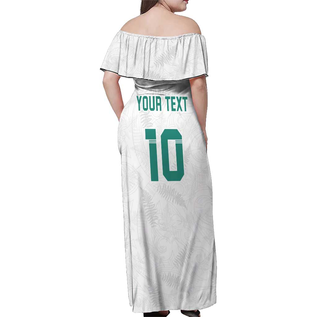 Custom New Zealand Football Family Matching Off Shoulder Maxi Dress and Hawaiian Shirt Go All Silver Ferns - Towards World Cup 2026