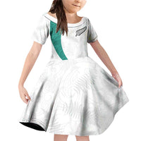 Custom New Zealand Football Family Matching Off Shoulder Short Dress and Hawaiian Shirt Go All Silver Ferns - Towards World Cup 2026