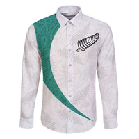 Custom New Zealand Football Family Matching Puletasi and Hawaiian Shirt Go All Silver Ferns - Towards World Cup 2026 LT03 Dad's Shirt - Long Sleeve White - Polynesian Pride