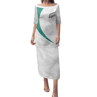 Custom New Zealand Football Family Matching Puletasi and Hawaiian Shirt Go All Silver Ferns - Towards World Cup 2026 LT03 Mom's Dress White - Polynesian Pride