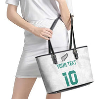 Custom New Zealand Football Leather Tote Bag Go All Silver Ferns - Towards World Cup 2026 LT03 - Polynesian Pride