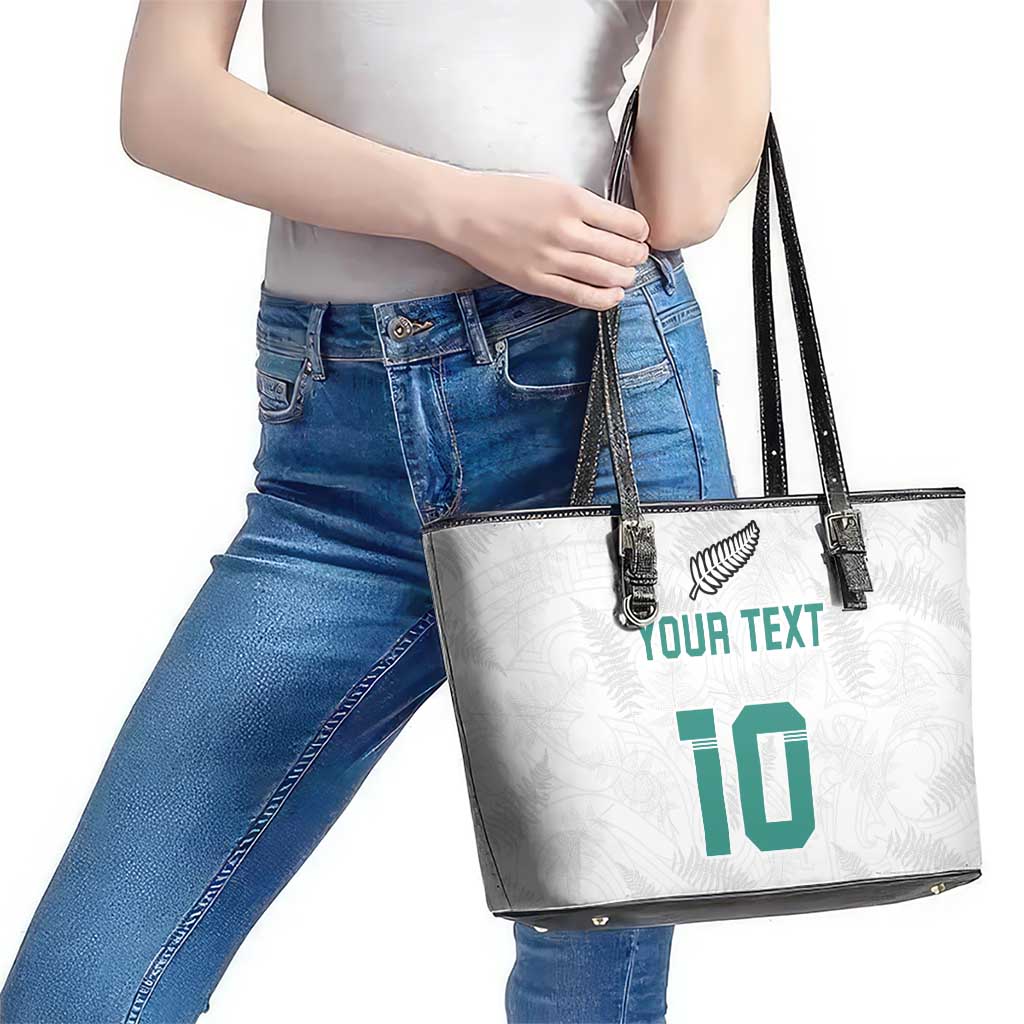 Custom New Zealand Football Leather Tote Bag Go All Silver Ferns - Towards World Cup 2026 LT03 - Polynesian Pride