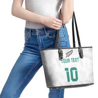 Custom New Zealand Football Leather Tote Bag Go All Silver Ferns - Towards World Cup 2026 LT03 - Polynesian Pride