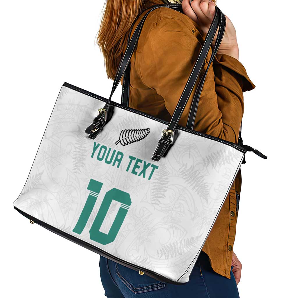 Custom New Zealand Football Leather Tote Bag Go All Silver Ferns - Towards World Cup 2026 LT03 - Polynesian Pride