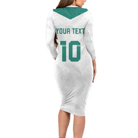 Custom New Zealand Football Long Sleeve Bodycon Dress Go All Silver Ferns - Towards World Cup 2026 LT03 - Polynesian Pride