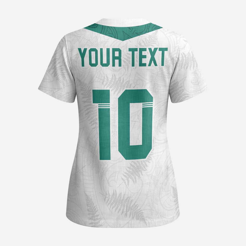 Custom New Zealand Football Scrub Top Go All Silver Ferns - Towards World Cup 2026 - Polynesian Pride