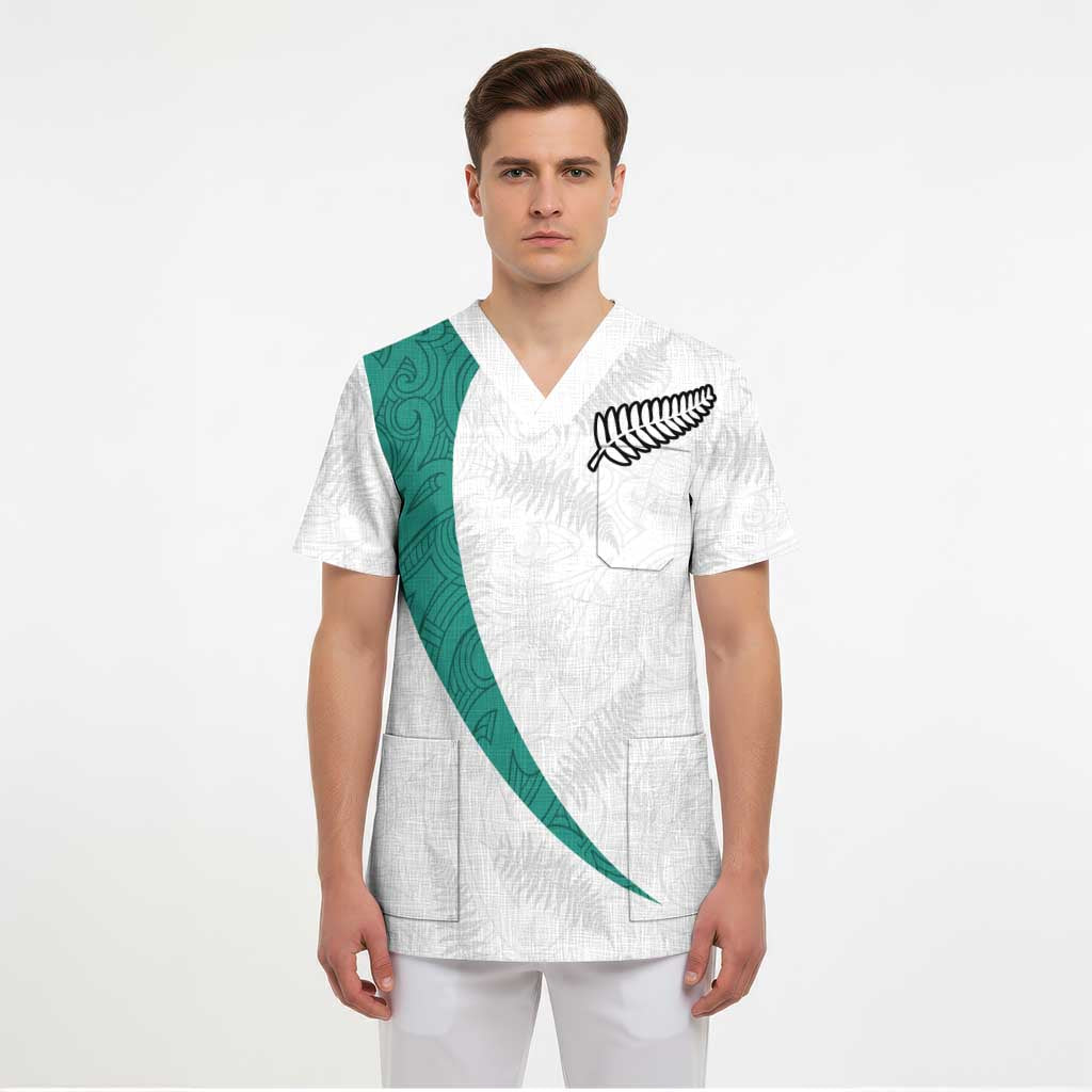 Custom New Zealand Football Scrub Top Go All Silver Ferns - Towards World Cup 2026 - Polynesian Pride