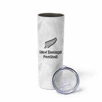Custom New Zealand Football Skinny Tumbler Go All Silver Ferns - Towards World Cup 2026 LT03 - Polynesian Pride