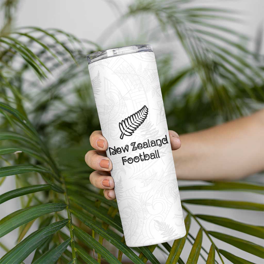 Custom New Zealand Football Skinny Tumbler Go All Silver Ferns - Towards World Cup 2026 LT03 - Polynesian Pride