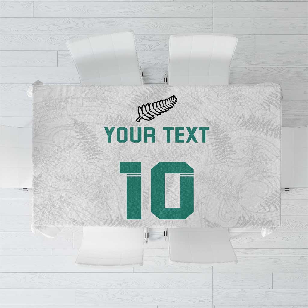 Custom New Zealand Football Tablecloth Go All Silver Ferns - Towards World Cup 2026