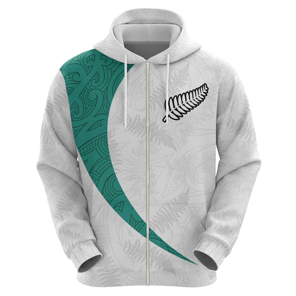 Custom New Zealand Football Zip Hoodie Go All Silver Ferns - Towards World Cup 2026
