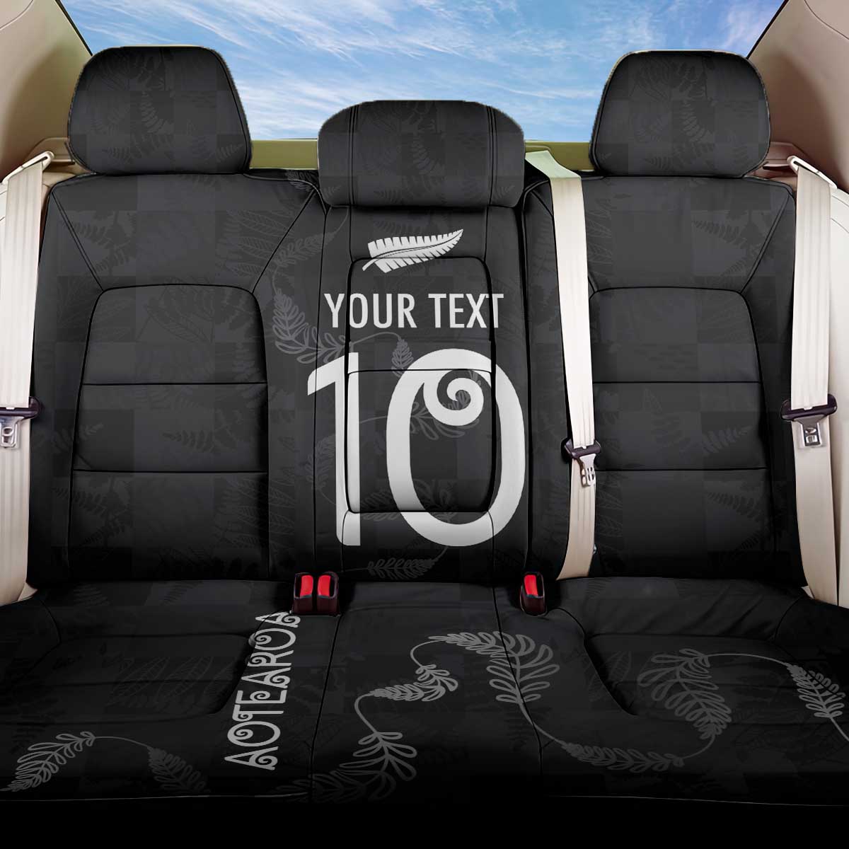 Custom New Zealand Rugby Back Car Seat Cover All Silver Ferns Blacks