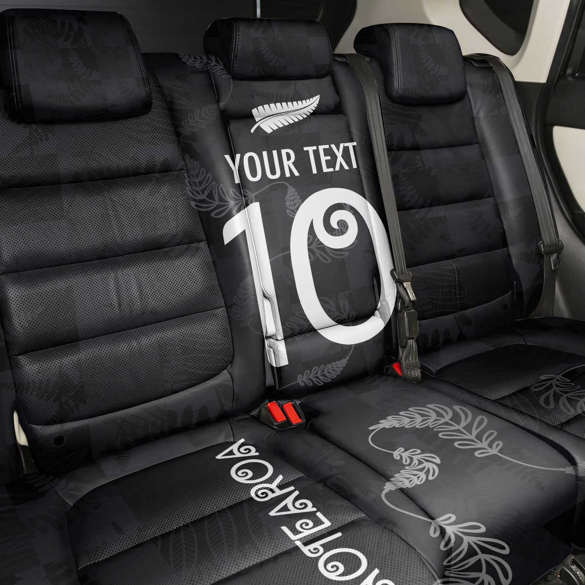 Custom New Zealand Rugby Back Car Seat Cover All Silver Ferns Blacks