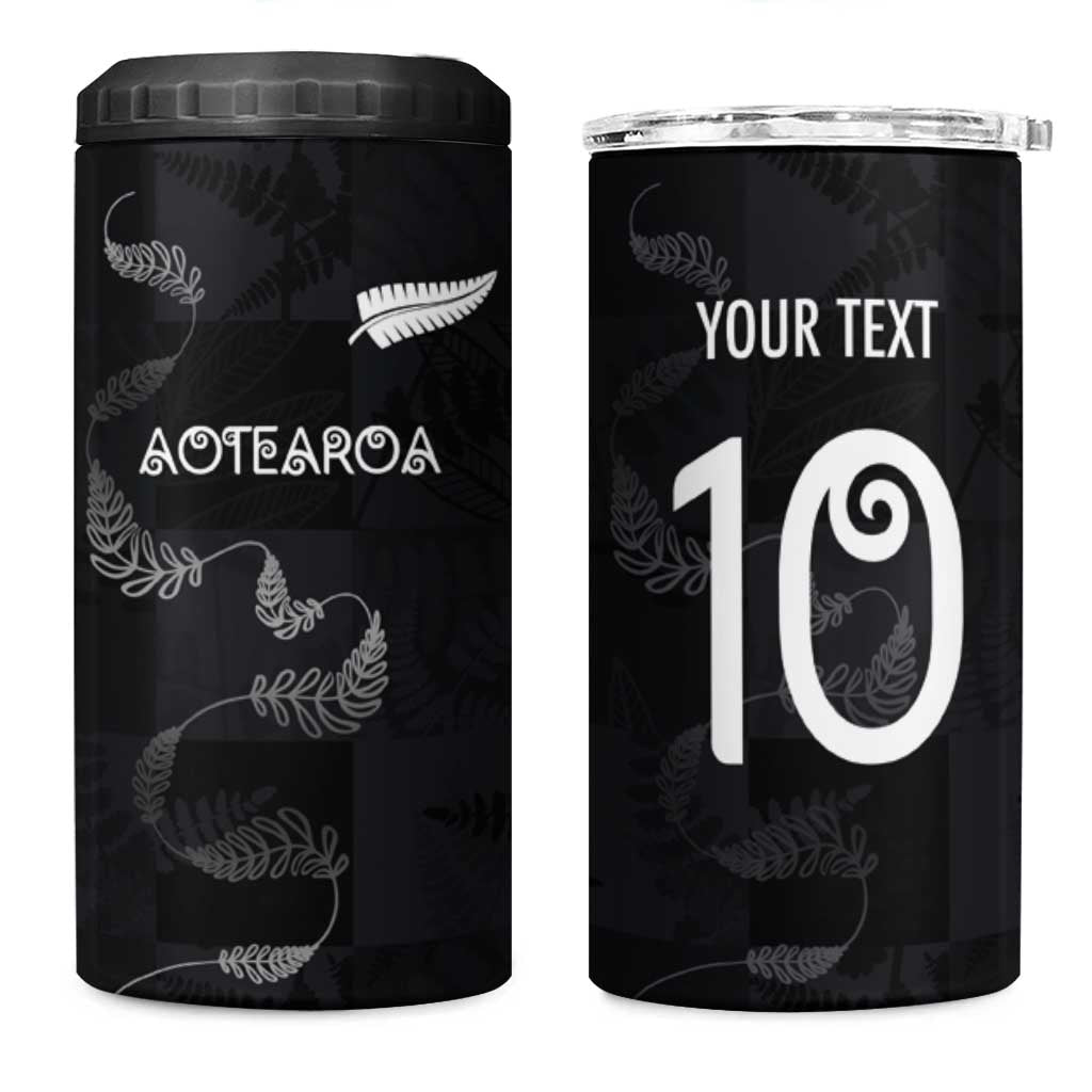 Custom New Zealand Rugby 4 in 1 Can Cooler Tumbler All Silver Ferns Blacks