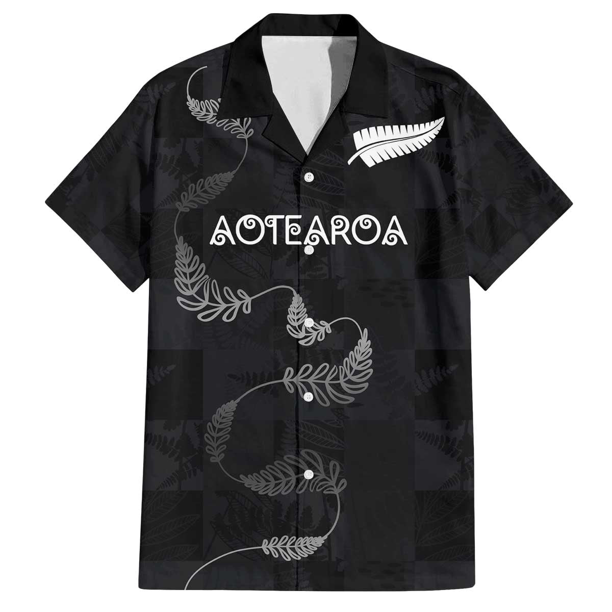 Custom New Zealand Rugby Family Matching Off The Shoulder Long Sleeve Dress and Hawaiian Shirt All Silver Ferns Blacks
