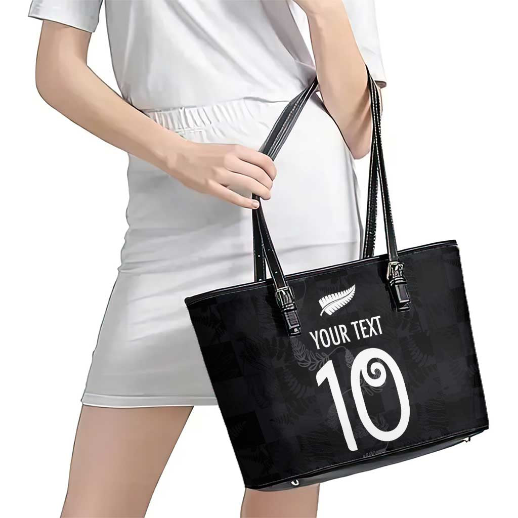 Custom New Zealand Rugby Leather Tote Bag All Silver Ferns Blacks