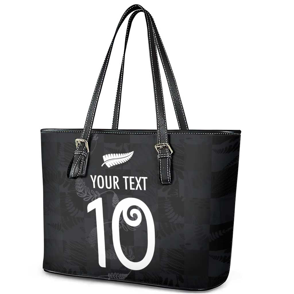 Custom New Zealand Rugby Leather Tote Bag All Silver Ferns Blacks