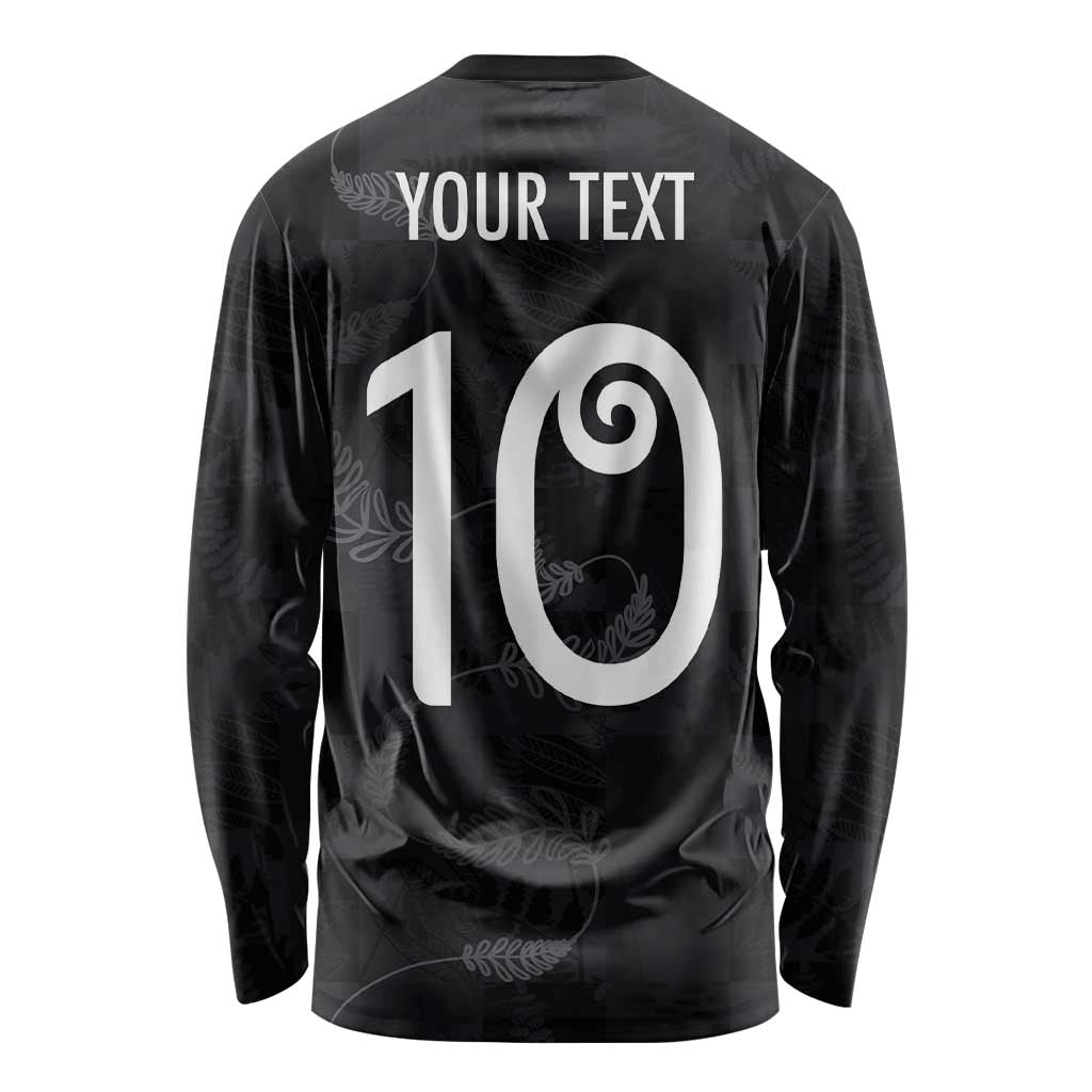 Custom New Zealand Rugby Long Sleeve Shirt All Silver Ferns Blacks