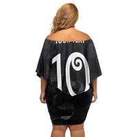 Custom New Zealand Rugby Off Shoulder Short Dress All Silver Ferns Blacks
