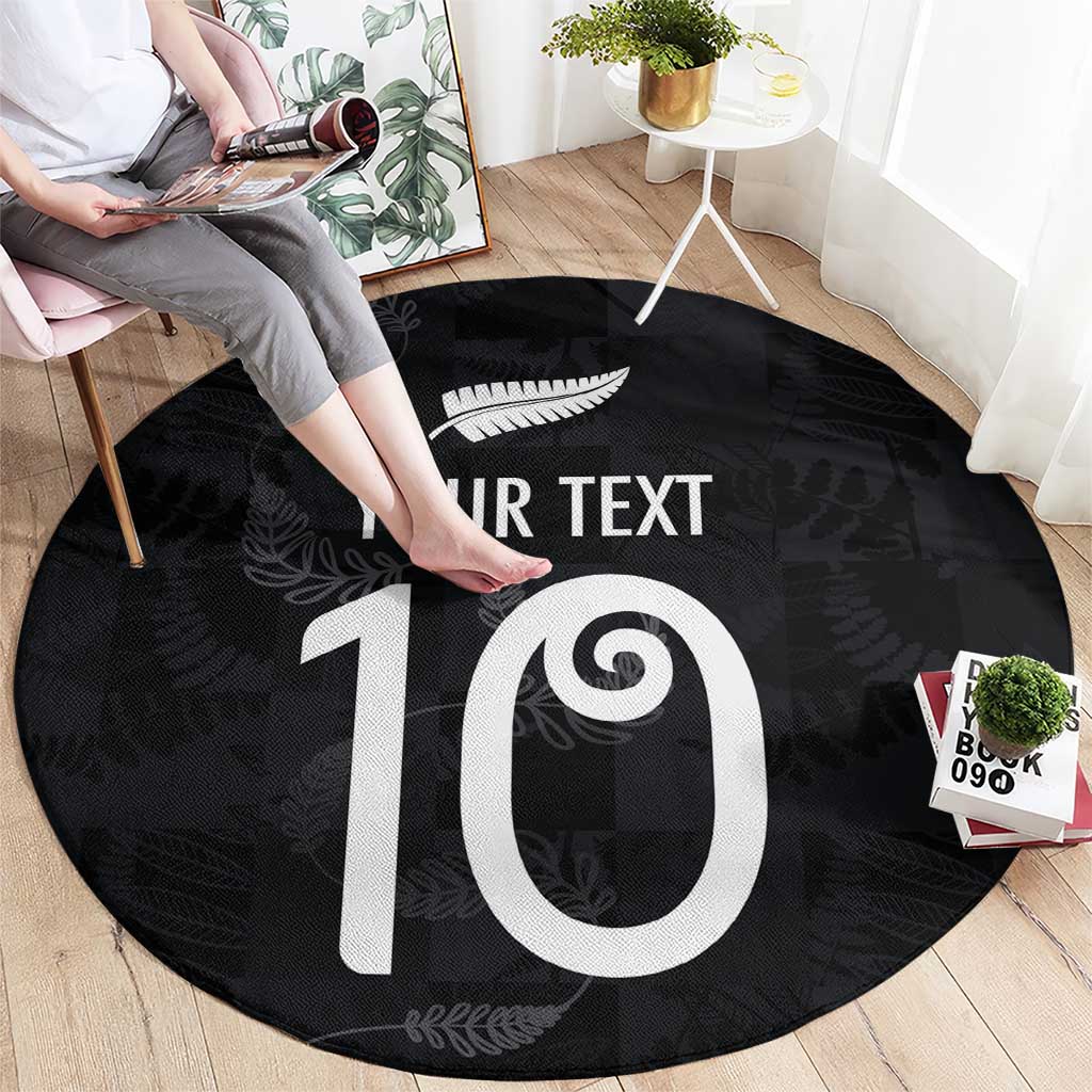 Custom New Zealand Rugby Round Carpet All Silver Ferns Blacks