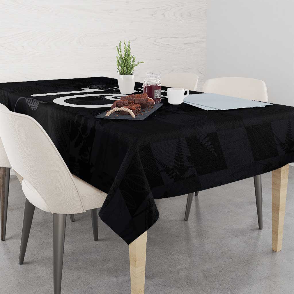 Custom New Zealand Rugby Tablecloth All Silver Ferns Blacks