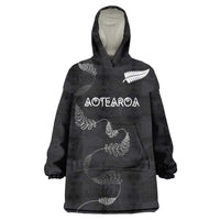 Custom New Zealand Rugby Wearable Blanket Hoodie All Silver Ferns Blacks