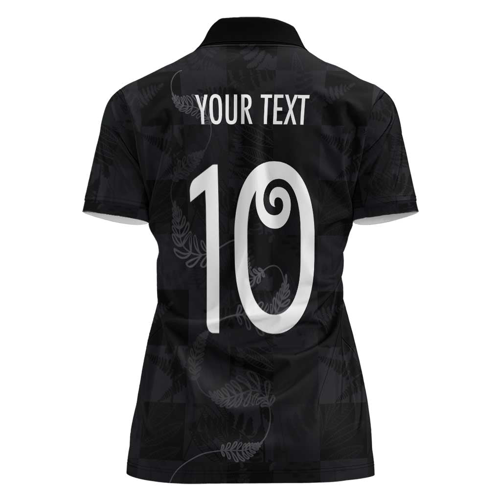 Custom New Zealand Rugby Women Polo Shirt All Silver Ferns Blacks