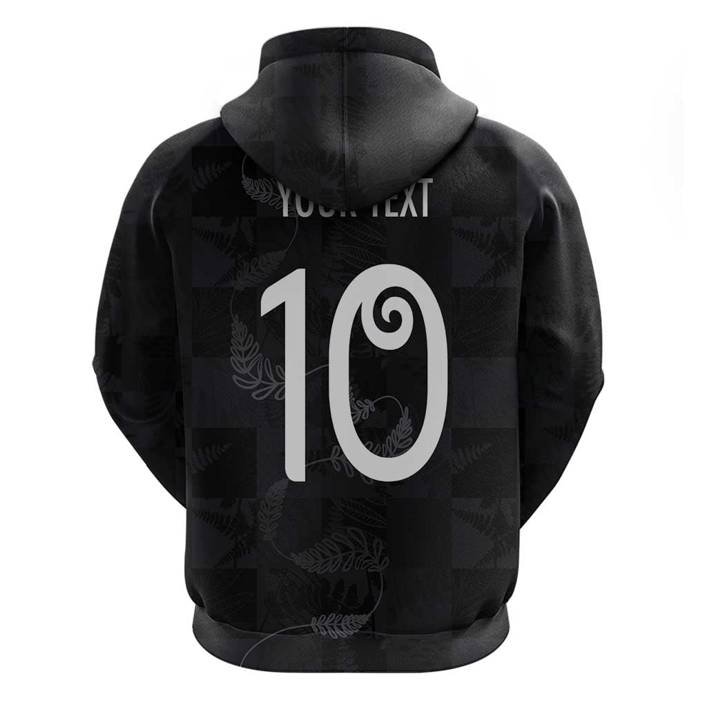 Custom New Zealand Rugby Zip Hoodie All Silver Ferns Blacks