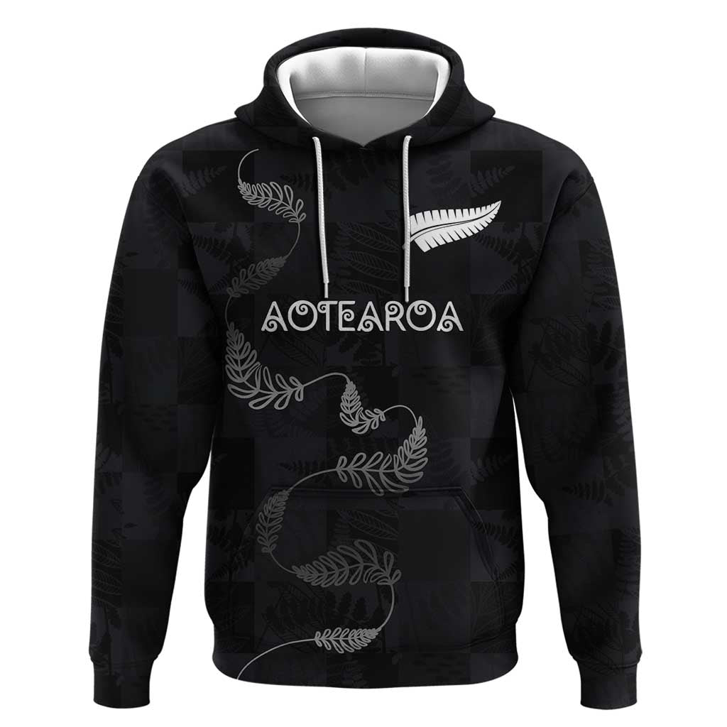 Custom New Zealand Rugby Zip Hoodie All Silver Ferns Blacks