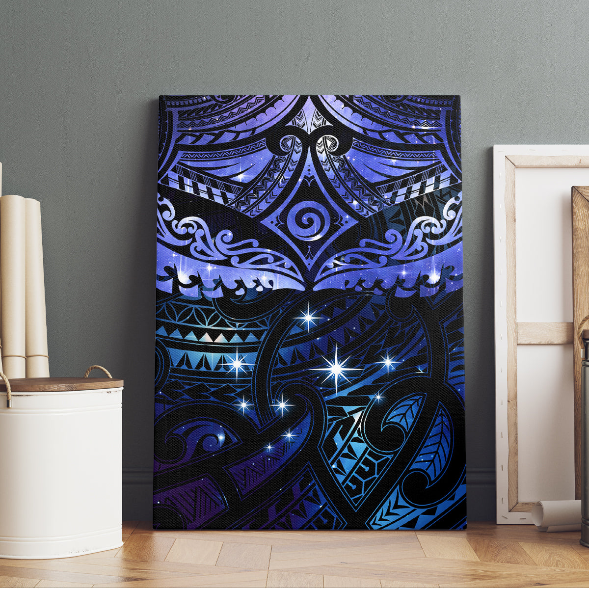 New Zealand Matariki Canvas Wall Art Maori Pattern and Matariki Sky Night