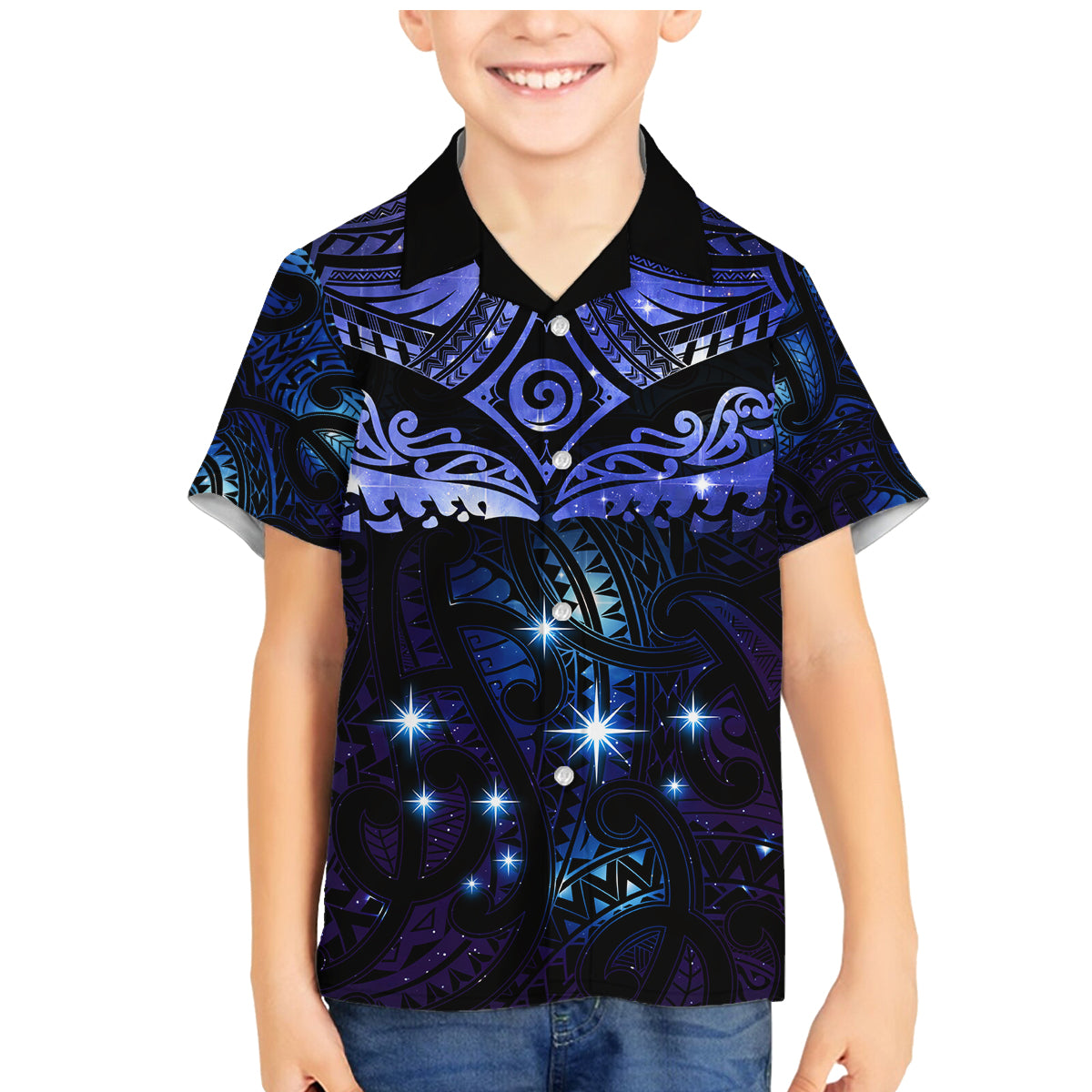 New Zealand Matariki Family Matching Mermaid Dress and Hawaiian Shirt Maori Pattern and Matariki Sky Night